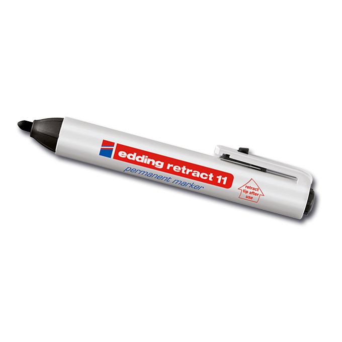 Permanentmarker «EDDING 11», schwarz, Strichstärke ca. 1.5-3 mm, Druckmechanik