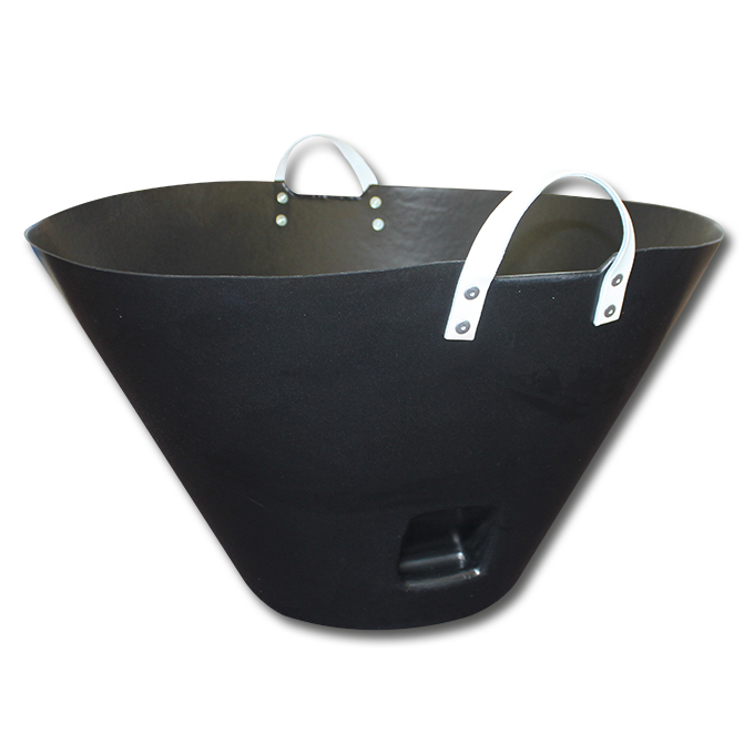 Parkkorb, aus Polyethylen grau, mit 2 Ledergriffen, 60 lt