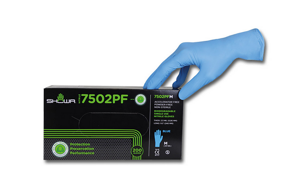 Gant à usage unique SHOWA NITRILE, taille M/8, carton distributeur de 200 pièces