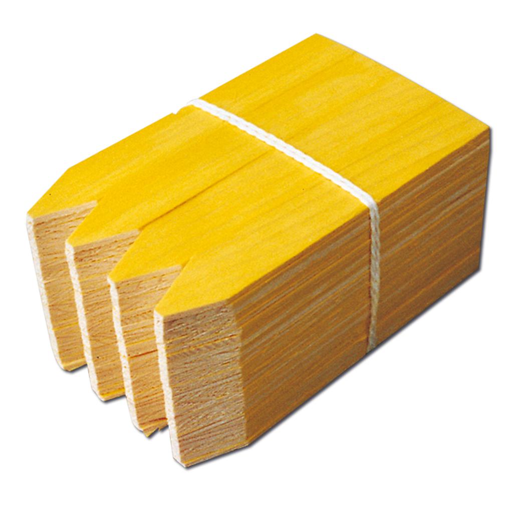 Etiquettes à ficher en bois jaune, 200 x 26 mm, botte de 100 pièces