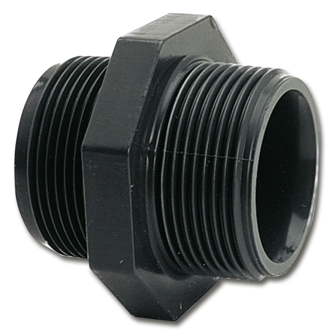Raccord fileté plastique, deux côtés 1" mâle