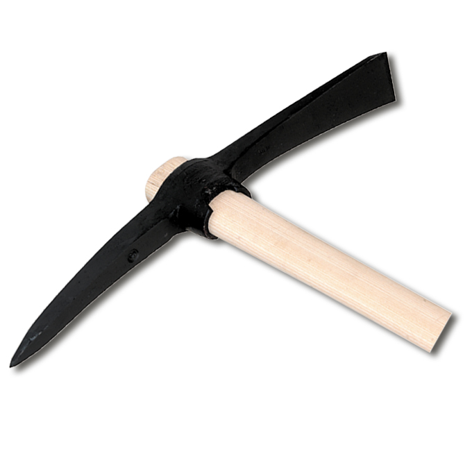 Pickel, ovales Haus und Lappen, mit Stiel, 2 kg