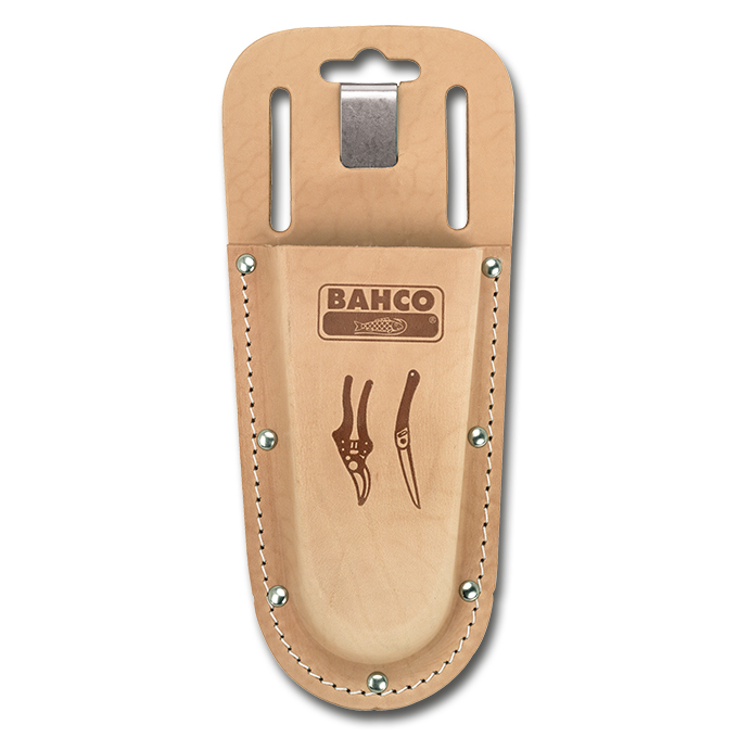 Etui pour sécateurs, en cuir, avec clip métal