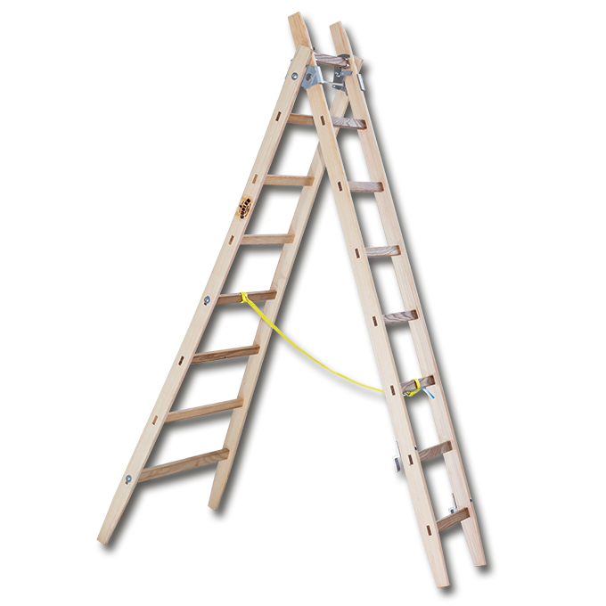 Leiter GUBLER aus Holz, 2 x 18 Sprossen, 8.93 m