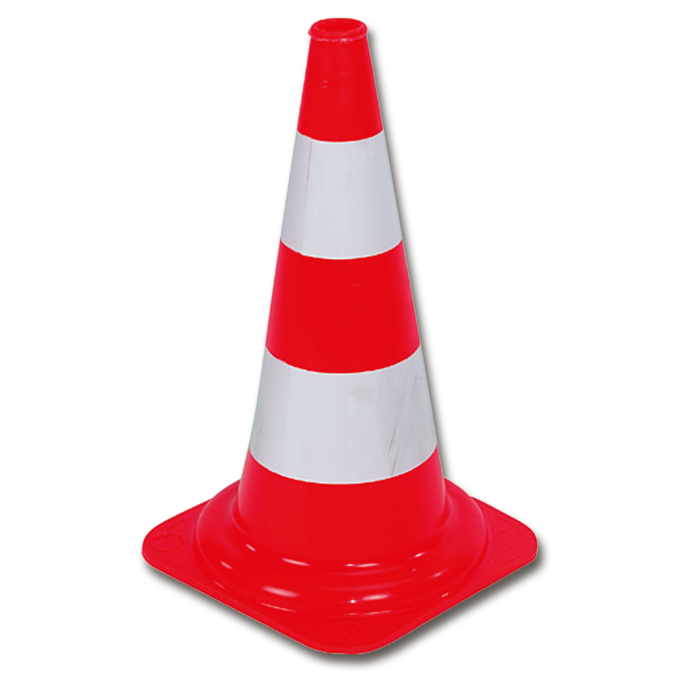 Verkehrskegel, rot/weiss, Höhe 75 cm