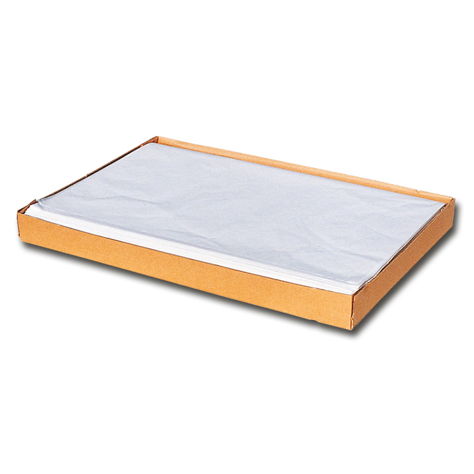 Papier de soie blanchâtre, 50 x 75 cm, 25 g/m2, en box de 12.5 kg