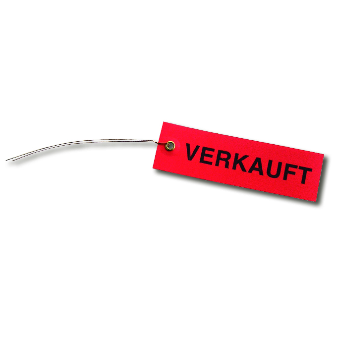 Drahthängeetiketten VERKAUFT rot 100 x 30 mm, Beutel à 250 Stück