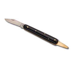 [200.444] Okuliermesser schwarz, mit festem Messinglöser, 10.5 cm lang