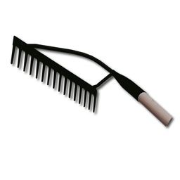 [204.675.38] Râteau à goudron avec tube moyen courbe, 14 dents, largeur 38 cm, manche 170 cm