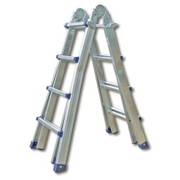[205.180] Échelle télescopique en aluminium, échelons 4 x 4, 4.20 m