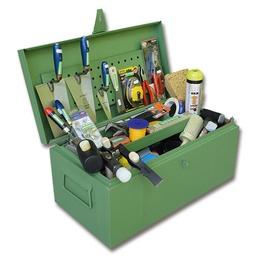 [241.265] Werkzeugkiste für Gartenbauer aus Stahlblech, bestückt